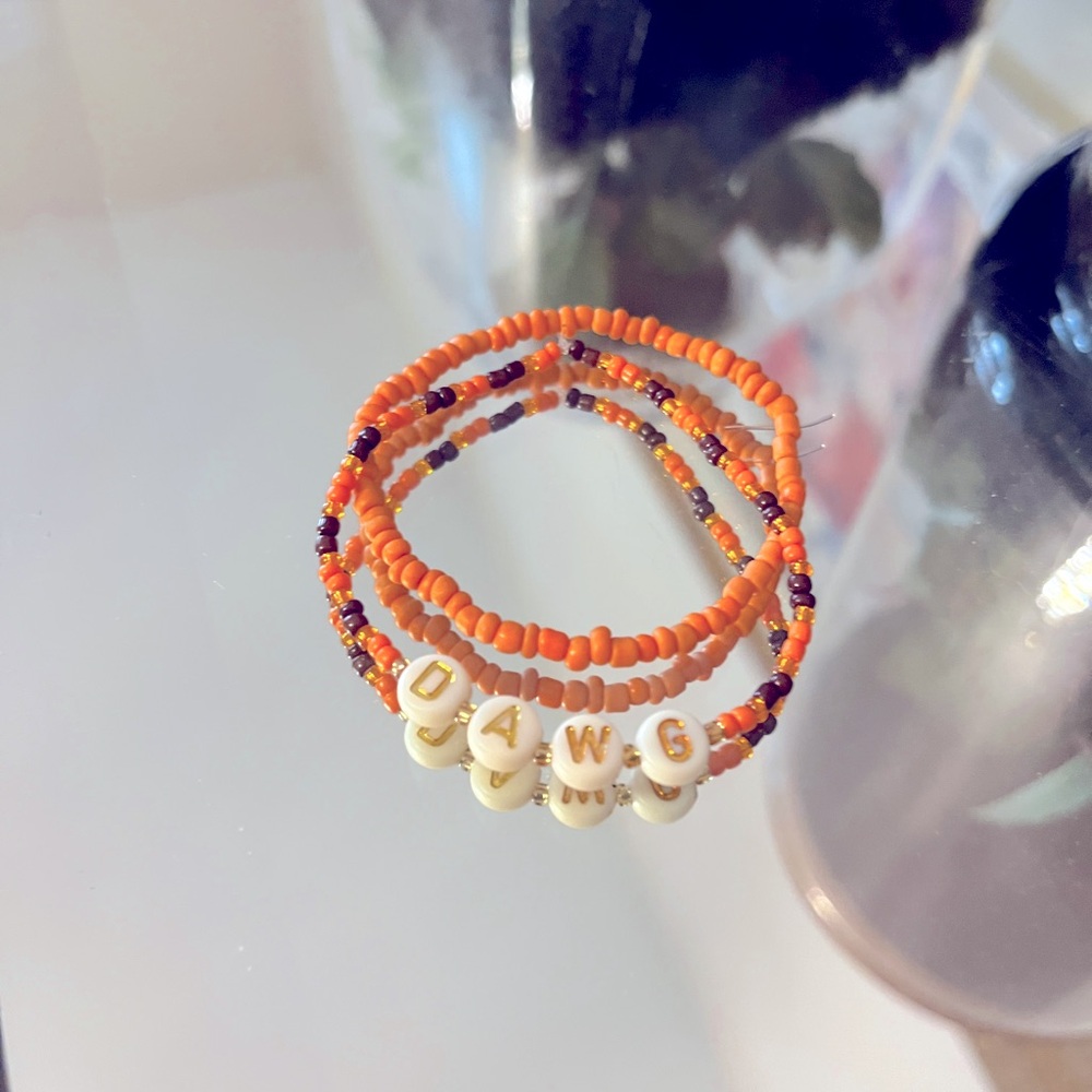 Beaded Bracelet with Custom Browns DAWG Letter Beads